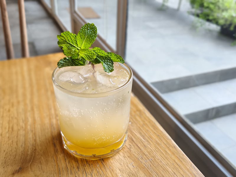 Fresh squeezed house lemonade with mint garnish